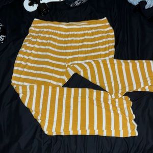 White and Yellow Striped Pants